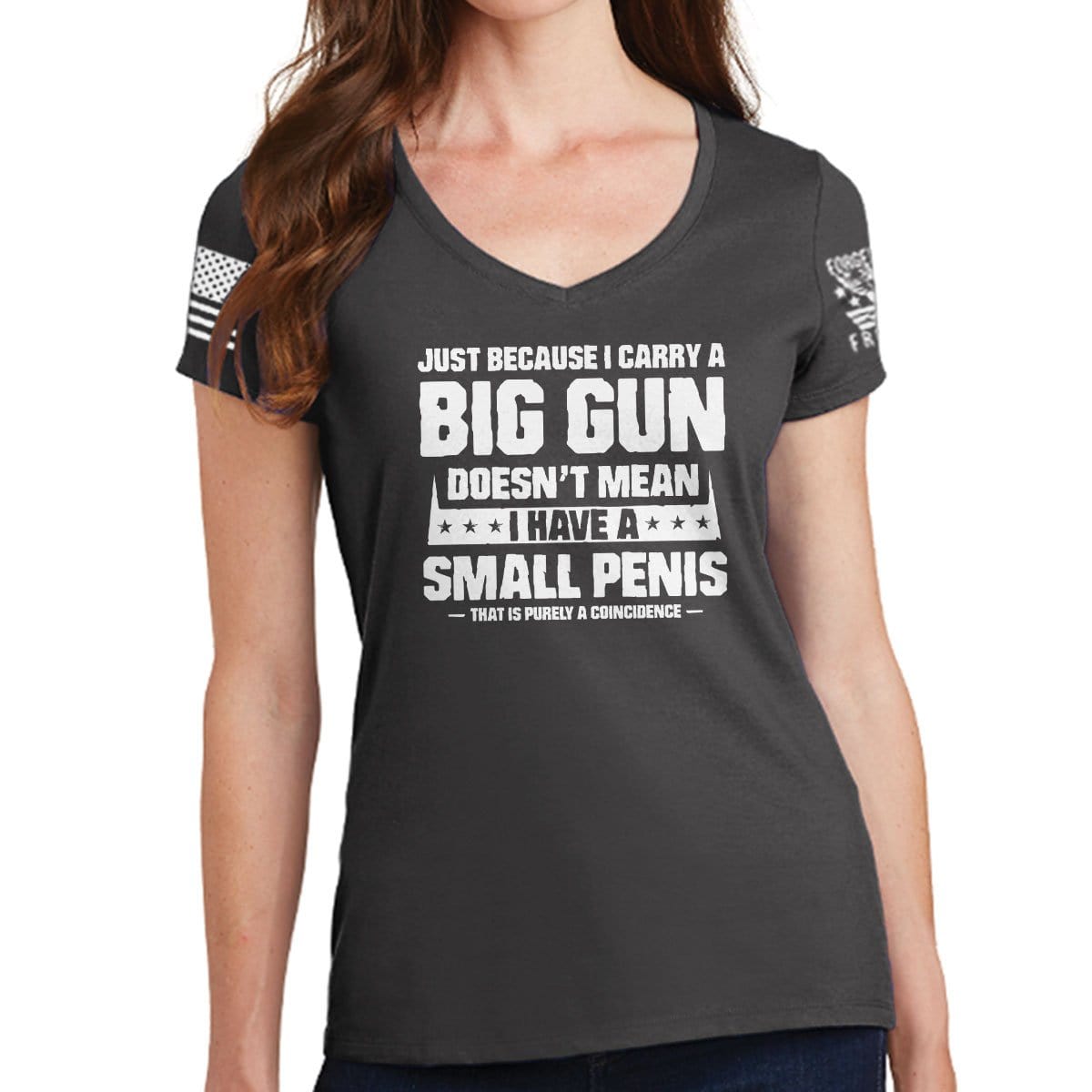 Ladies TYM Big Gun Small Penis V-Neck T-shirt