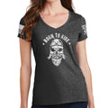 Ladies Born to Ride V-Neck T-shirt