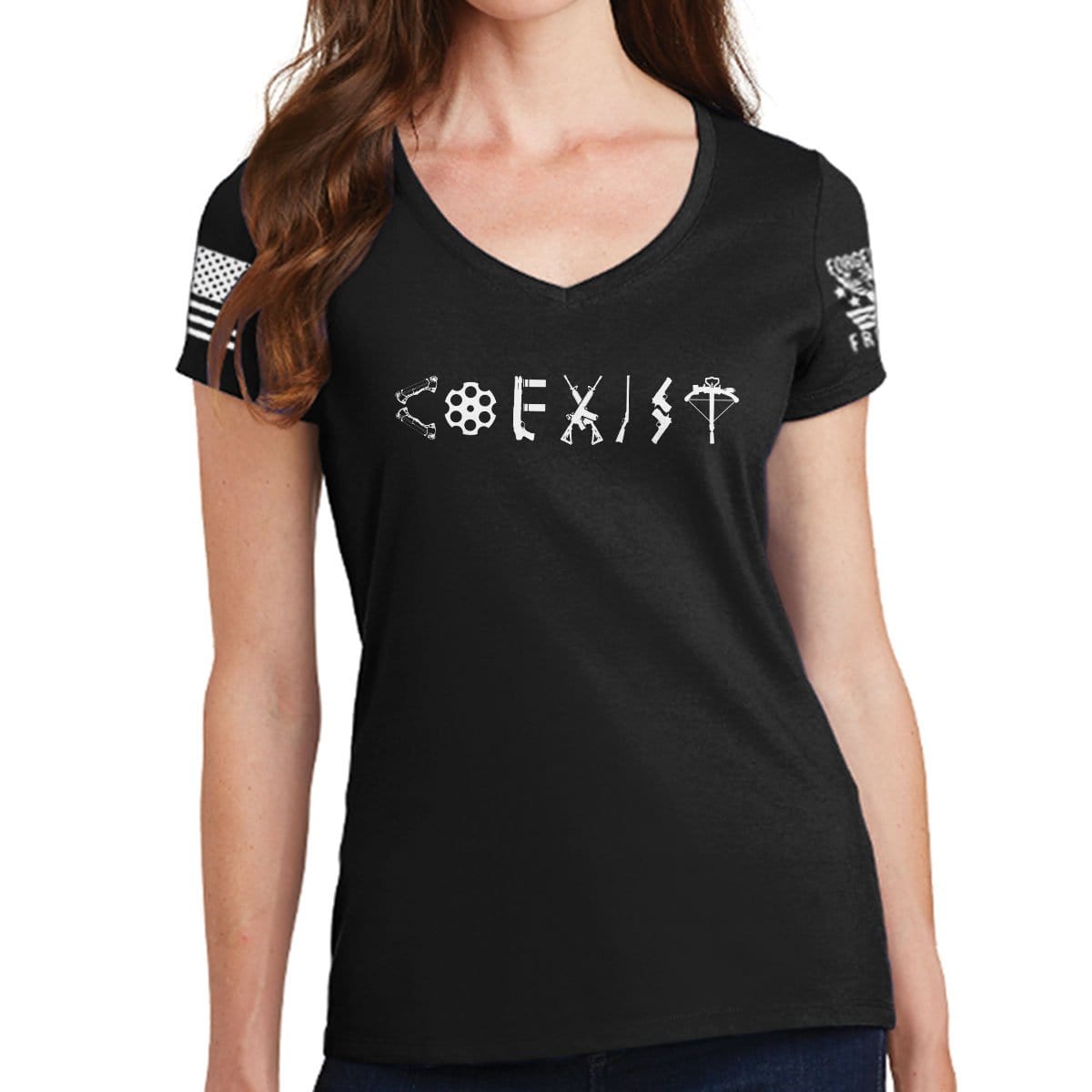 Ladies COEXIST V-Neck T-shirt