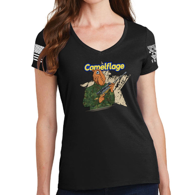 Ladies Camelflage V-Neck T-shirt