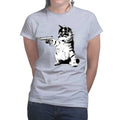 Ladies Kitty Cat Gun T-shirt