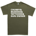 Chubby, Bearded, Tattooed, and Gun Owner Mens T-shirt