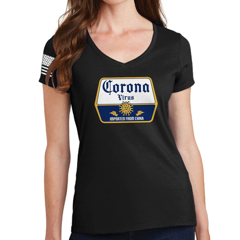 Corona Virus Beer Ladies V-Neck T-shirt