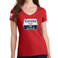 Corona Virus Beer Ladies V-Neck T-shirt