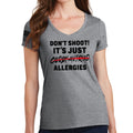 Ladies Don't Shoot Coronavirus V-Neck T-shirt