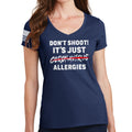 Ladies Don't Shoot Coronavirus V-Neck T-shirt