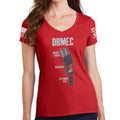 Ladies Double Barrel Magazine Extended Clip V-Neck T-shirt