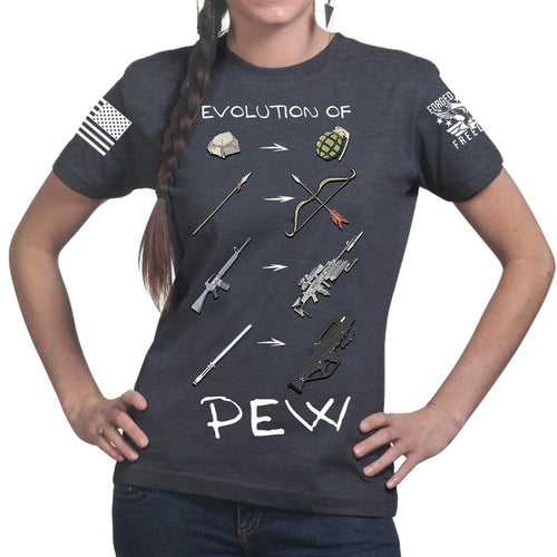 Evolution of Pew Ladies T-shirt