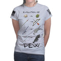 Evolution of Pew Ladies T-shirt