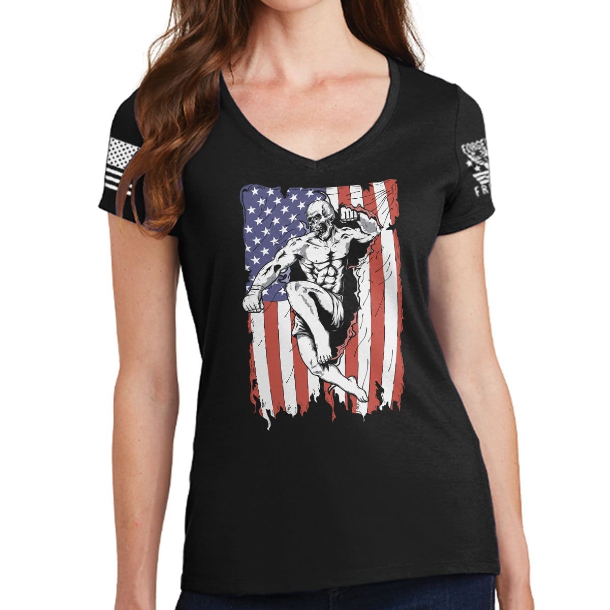 Ladies American Fighter V-Neck T-shirt