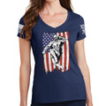 Ladies American Fighter V-Neck T-shirt