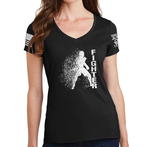 Ladies Fighter Silhouette V-Neck T-shirt