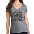 Ladies Four Wheels Move The Body V-Neck T-shirt