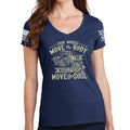 Ladies Four Wheels Move The Body V-Neck T-shirt