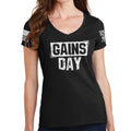 Ladies Gains Day V-Neck T-shirt