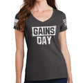 Ladies Gains Day V-Neck T-shirt