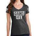 Ladies Gains Day V-Neck T-shirt
