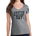 Ladies Gains Day V-Neck T-shirt