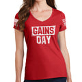 Ladies Gains Day V-Neck T-shirt