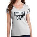 Ladies Gains Day V-Neck T-shirt