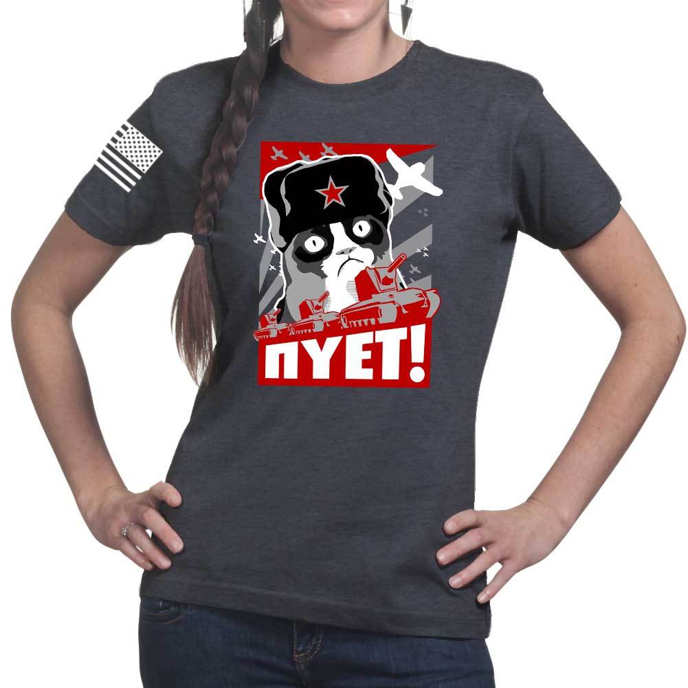 Ladies NIET Grumpy Russian Cat T-shirt