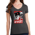 Ladies NIET Grumpy Russian Cat V-Neck T-shirt