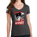 Ladies NIET Grumpy Russian Cat V-Neck T-shirt