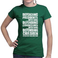 Armed Defence Irony Ladies T-shirt