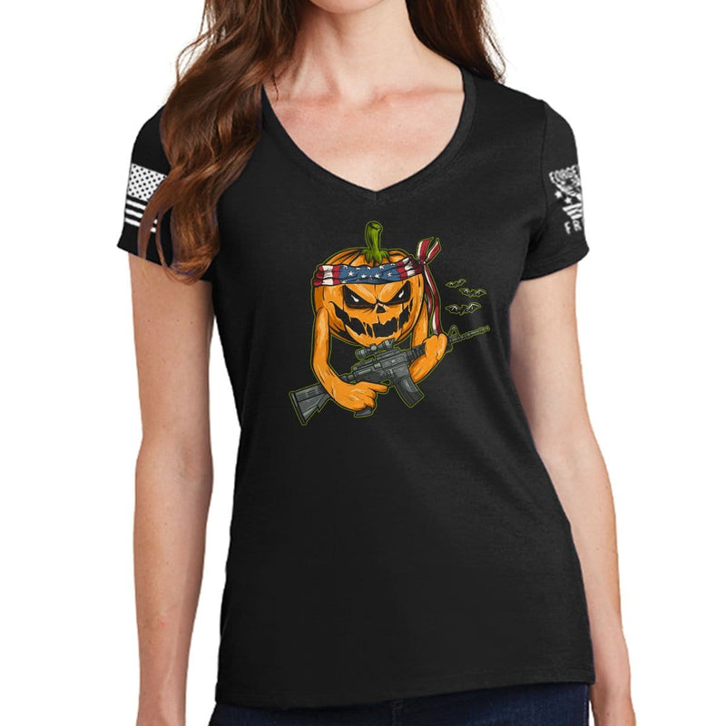 Ladies Tactical Pumpkin V-Neck T-shirt