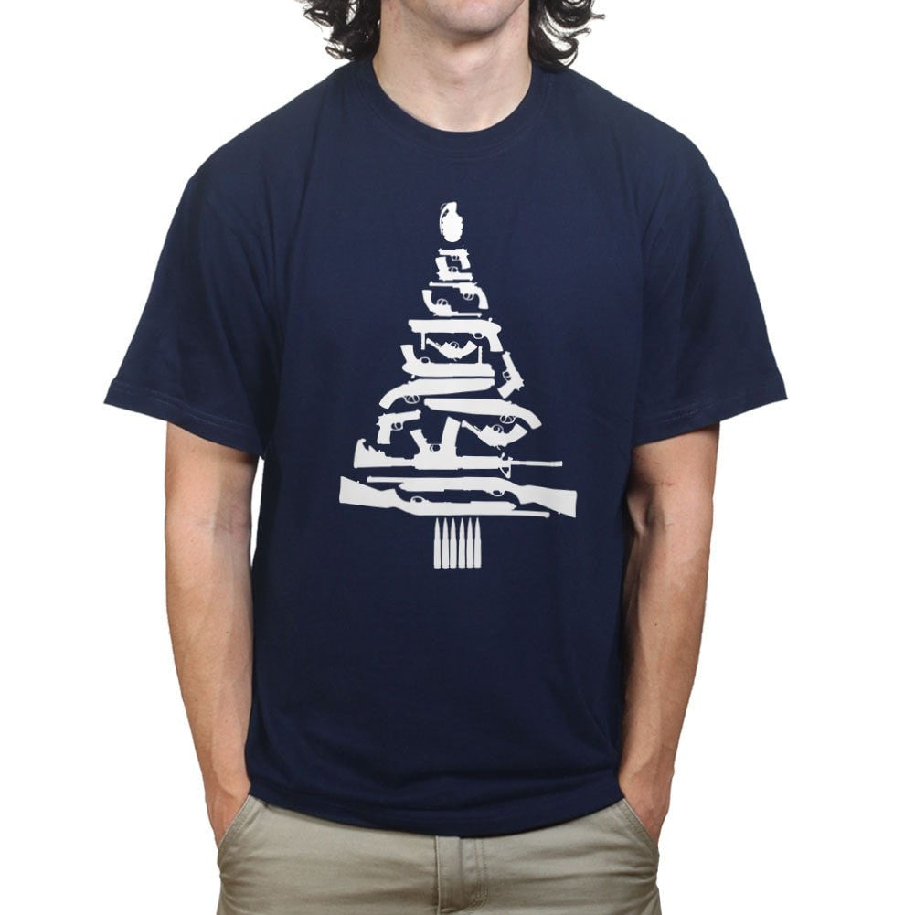 Guns Christmas Tree Mens T-shirt