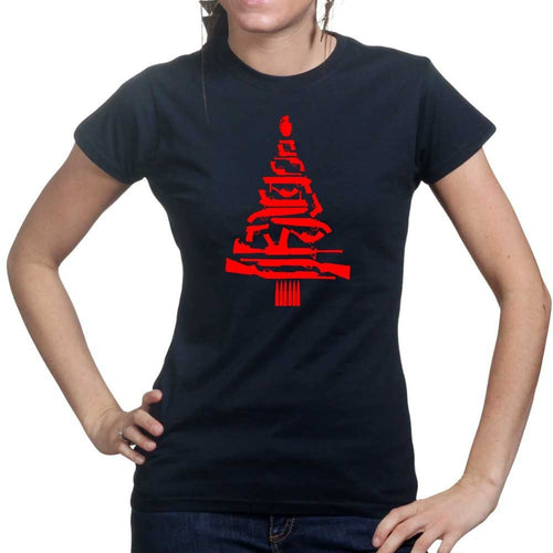 Guns Christmas Tree Ladies T-shirt