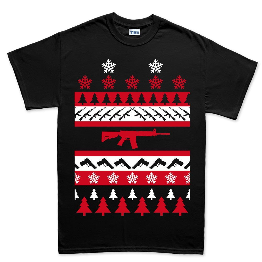 Guns Ugly Christmas Mens T-shirt