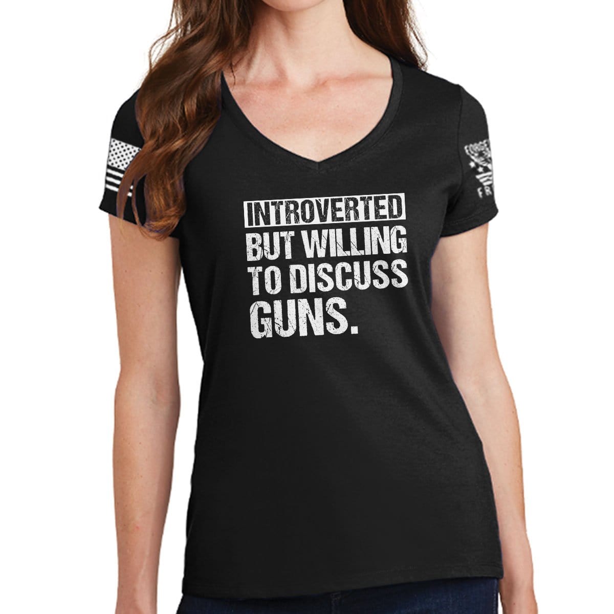 Ladies Introverted V-Neck T-shirt