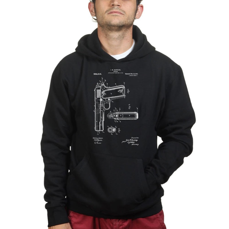 Unisex 1911 Pistol Blue Print Hoodie