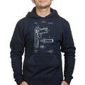 Unisex 1911 Pistol Blue Print Hoodie