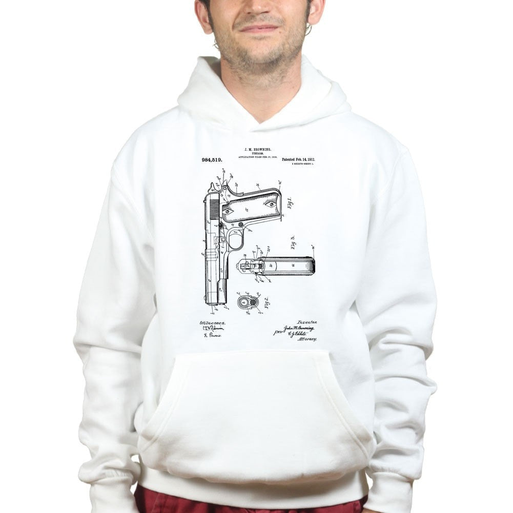 Unisex 1911 Pistol Blue Print Hoodie