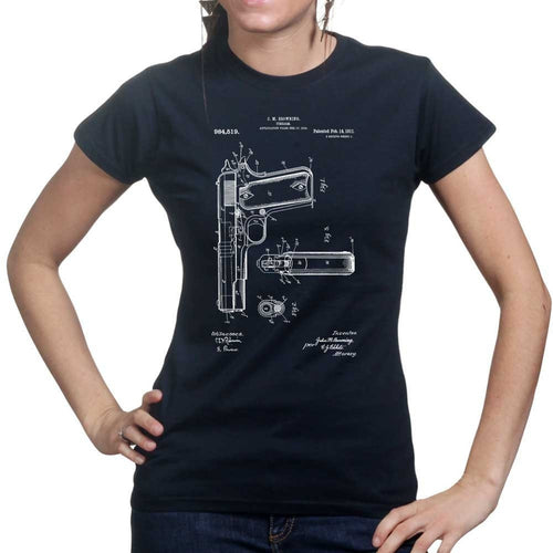 Ladies 1911 Pistol Blue Print T-shirt