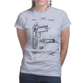 Ladies 1911 Pistol Blue Print T-shirt