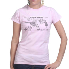 Vintage Revolver Blueprints Ladies T-shirt