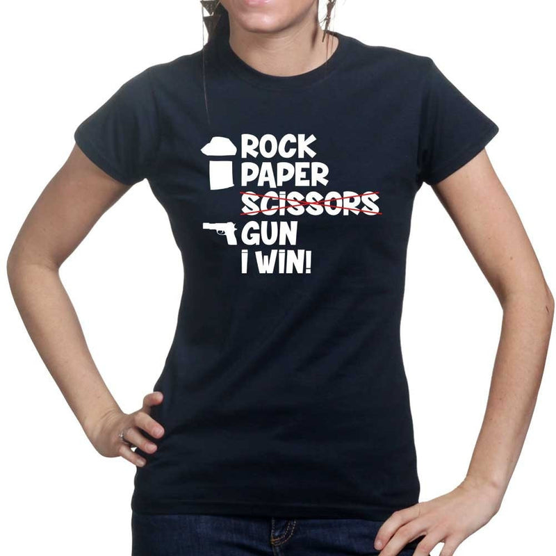 Rock Paper Scissors Gun Ladies T-shirt