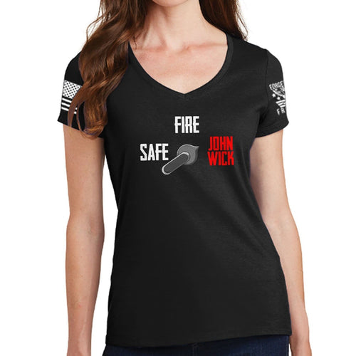 Ladies Safe Semi John Wick V-Neck T-shirt