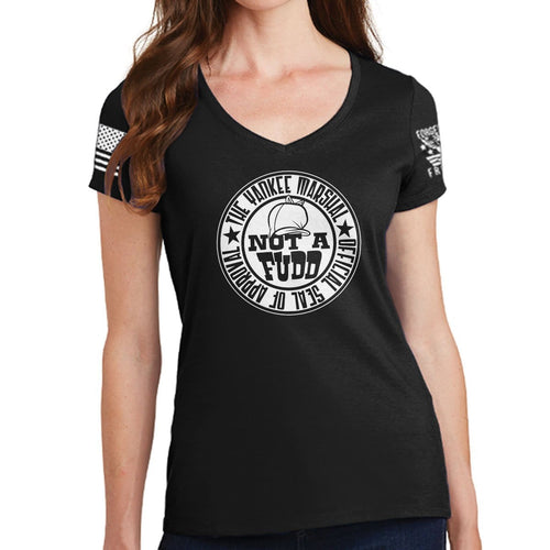 Ladies V-Neck Yankee Marshal Fudd Seal of Approval T-shirt