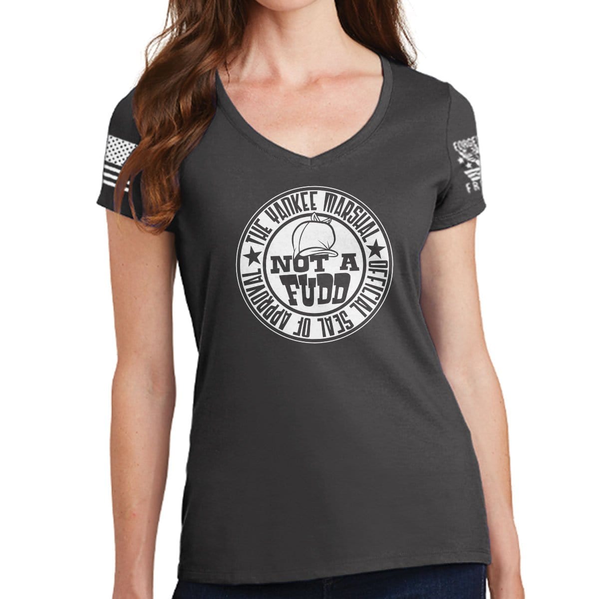 Forged from Freedom Ladies V-Neck Yankee Marshal Fudd Seal of Approval T-Shirt XL / Charcoal