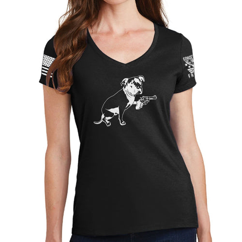 Ladies TYM Turnip Dog V-Neck T-shirt