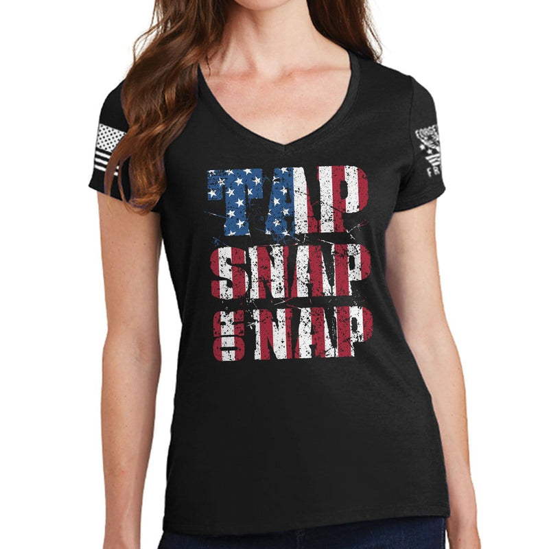 Ladies Tap Snap Or Nap V-Neck T-shirt