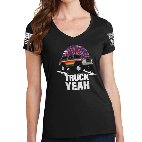 Ladies Truck Yeah - Bronco V-Neck T-shirt