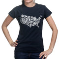 US Guns Map Ladies T-shirt