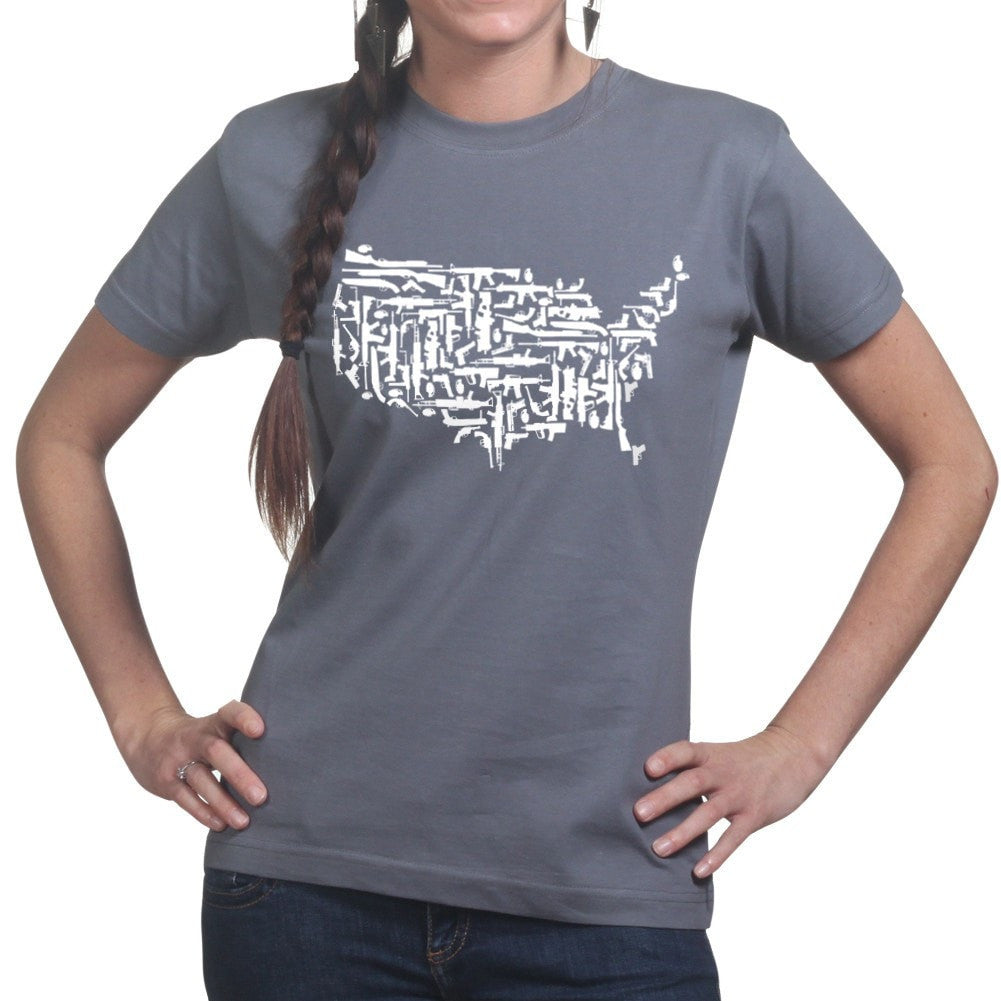 US Guns Map Ladies T-shirt